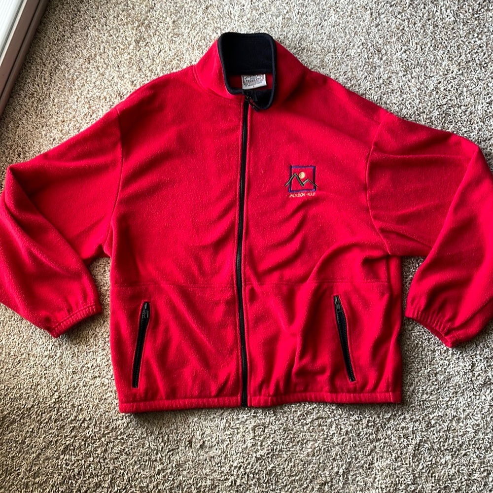 Red Vintage Jackson Hole fleece Timberline Colorado men’s size‎ L